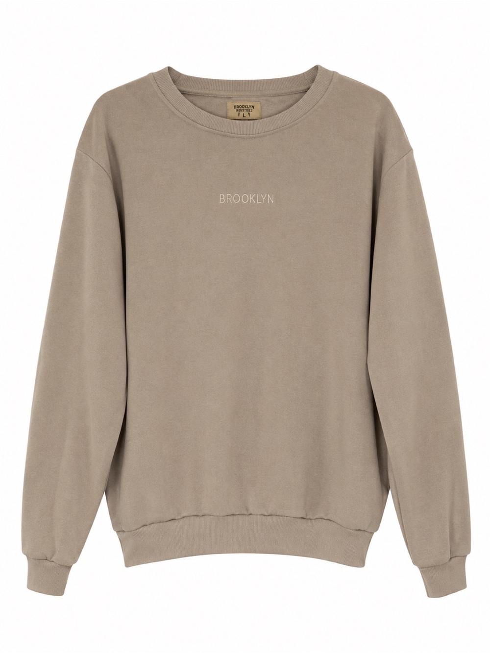 Brooklyn Laundry Men's Tan  Fleece "BROOKLYN" Embroidered Crewneck Sweatshirt XL